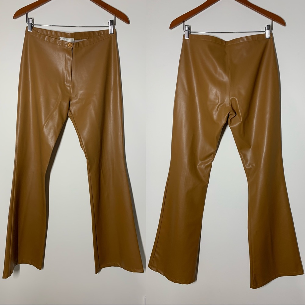 Vintage Casting Paris Faux Leather Flared Pants